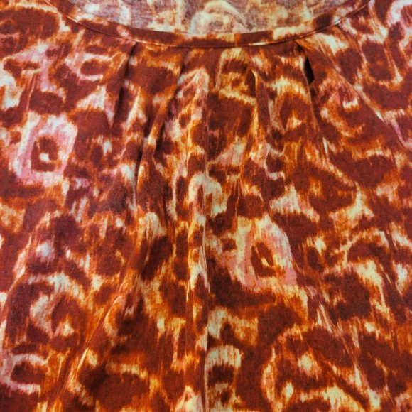 Talbots Womans Size Medium Top Blouse Red Orange Pink Fall - Picture 5 of 7